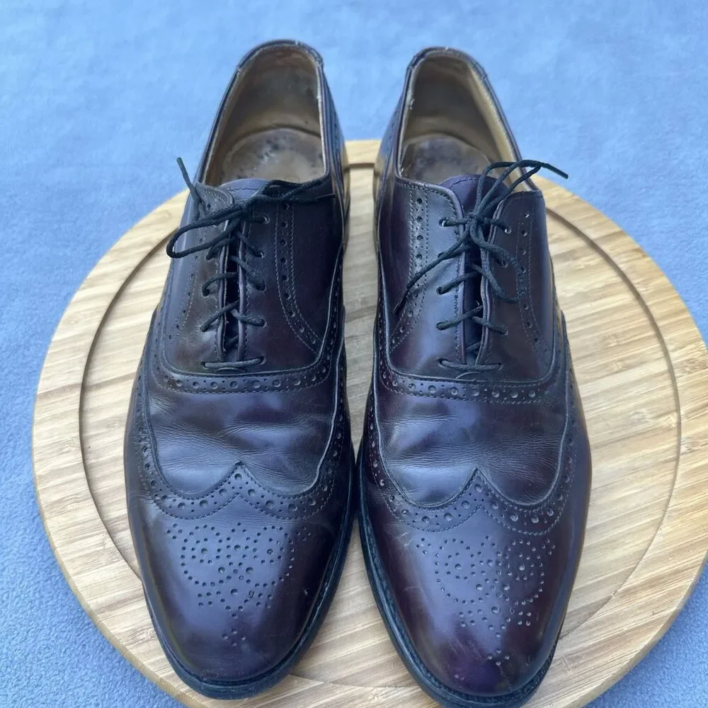 Cole Haan Wingtip Oxford Dress‎ Shoes Mens Size 10.5 D Brown Leather Made in USA